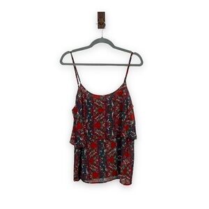Everly Boho Flowy Tiered Spaghetti Strap Tank Size Small